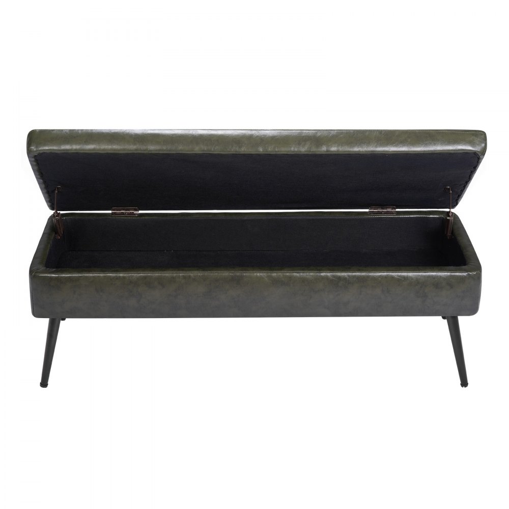 VEVOR Sitzbank Ottomane (400 x 1200 x 450 mm) aus PU-Leder mit Metallbeinen & Stauraum, gepolsterte Schuhbank mit 300 kg Tragkraft, moderne Bettbank Schlafzimmerbank für Wohnzimmer Esszimmer Grün