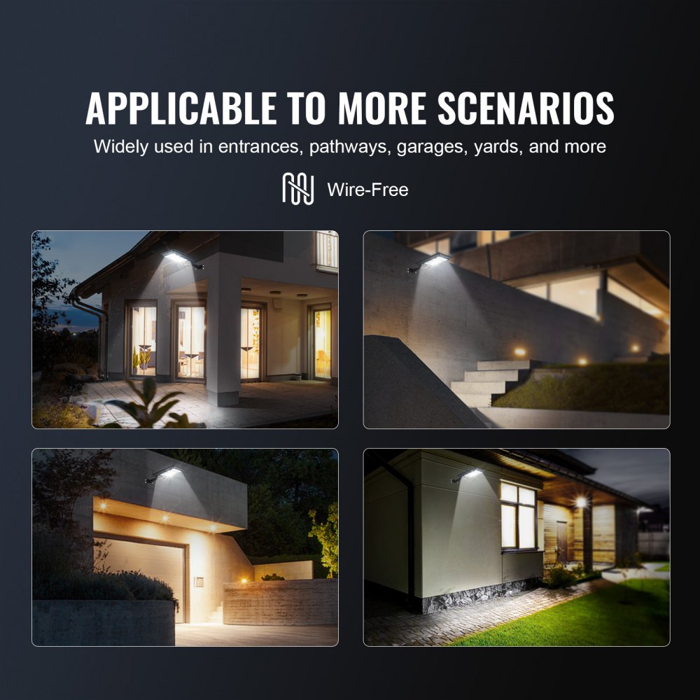 VEVOR 400W LED Solar Straßenlaterne 800LM Solar Bewegungsmelder Lampe Außenwand