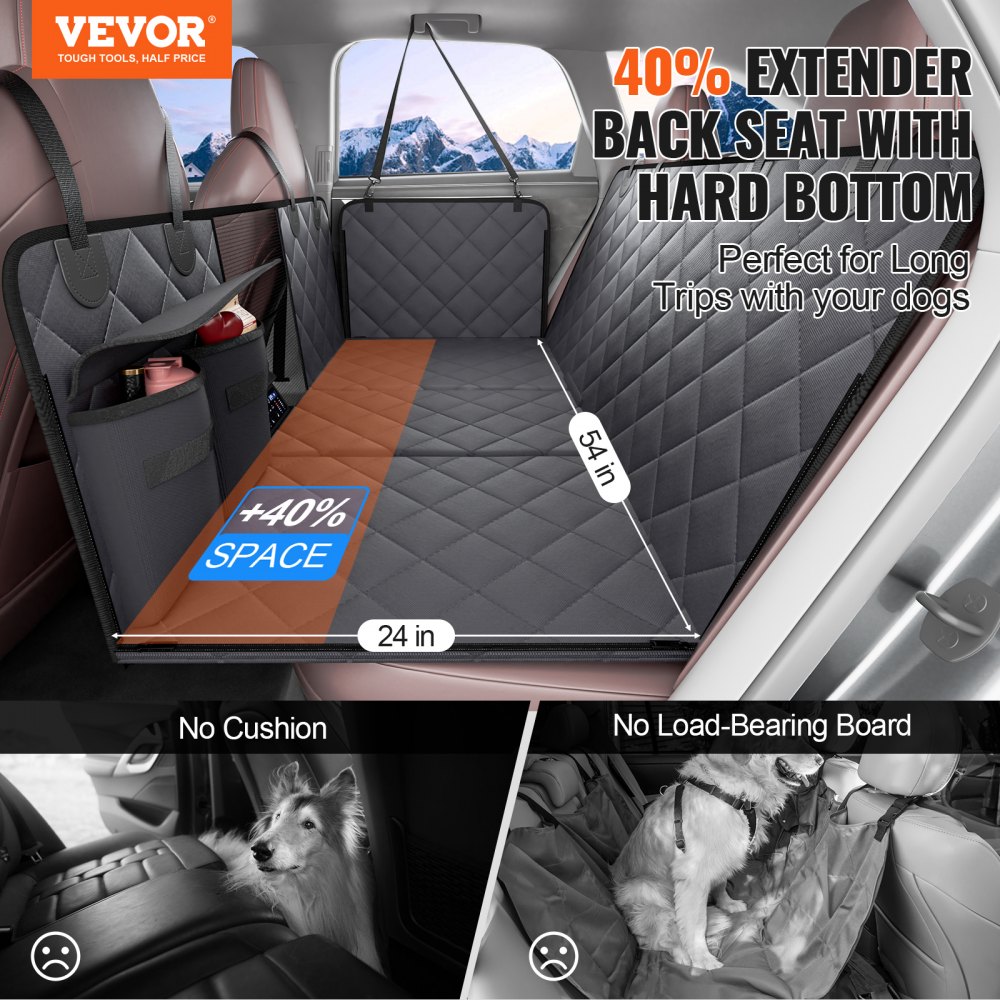 VEVOR Car Seat Cover for Dogs, Back Seat Dog Blanket for Car Backseat, Dog Car Blanket with Hard Backing for the Back Seat, 137 x 61 cm, up to 180 kg, with Mesh Window and Storage Bag for Car, SUV