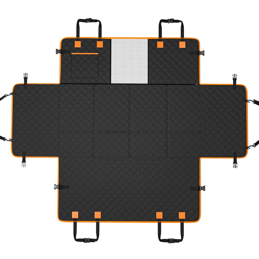 VEVOR Autoschondecke Hund Rücksitz, Hundedecke, Autositzbezug für Hunde mit harter Unterseite, Hunde Autodecke 130 x 70 cm, bis 168 kg, mit Netzfenster und Aufbewahrungstasche für Auto, SUV, LKW