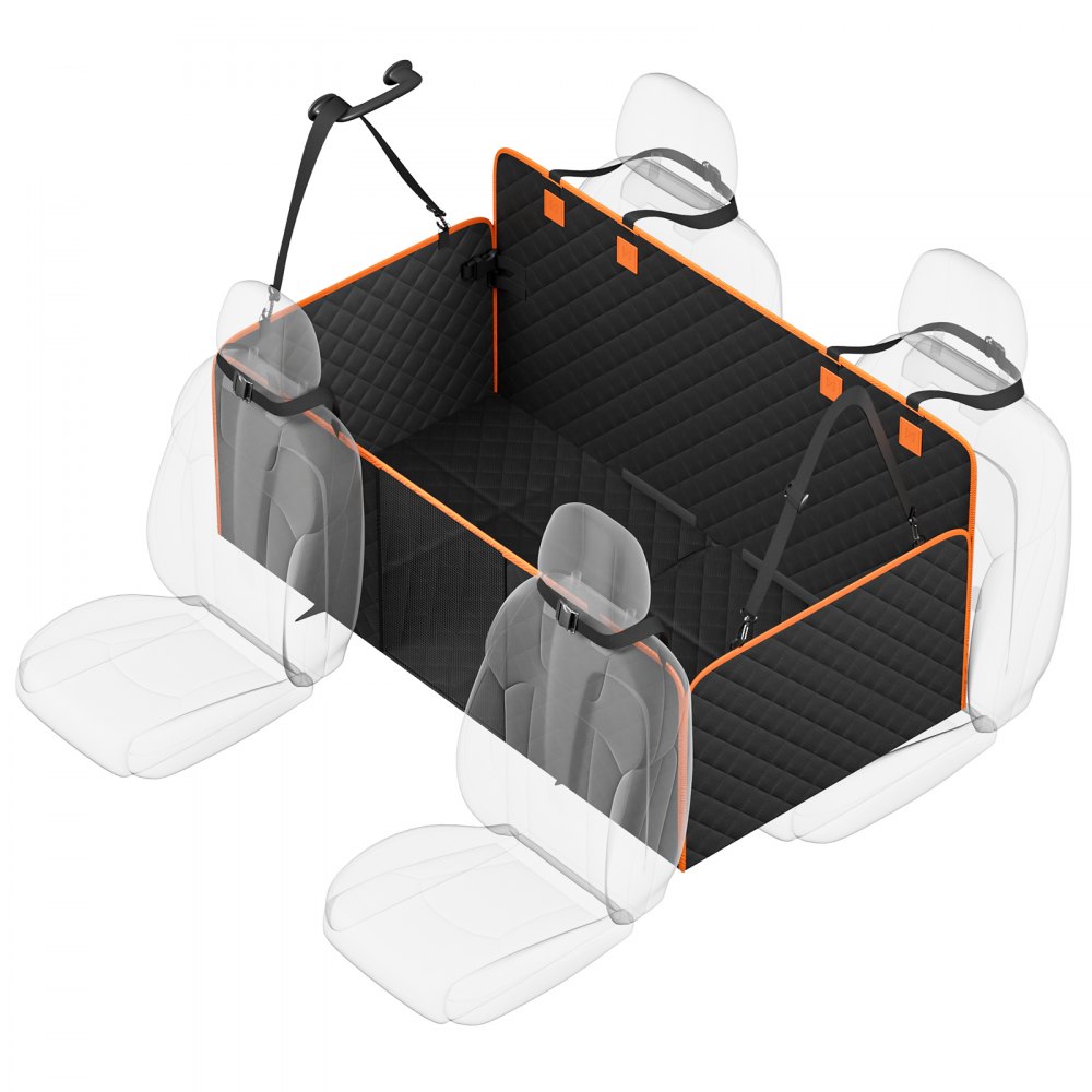 VEVOR Autoschondecke Hund Rücksitz, Hundedecke, Autositzbezug für Hunde mit harter Unterseite, Hunde Autodecke 130 x 70 cm, bis 168 kg, mit Netzfenster und Aufbewahrungstasche für Auto, SUV, LKW