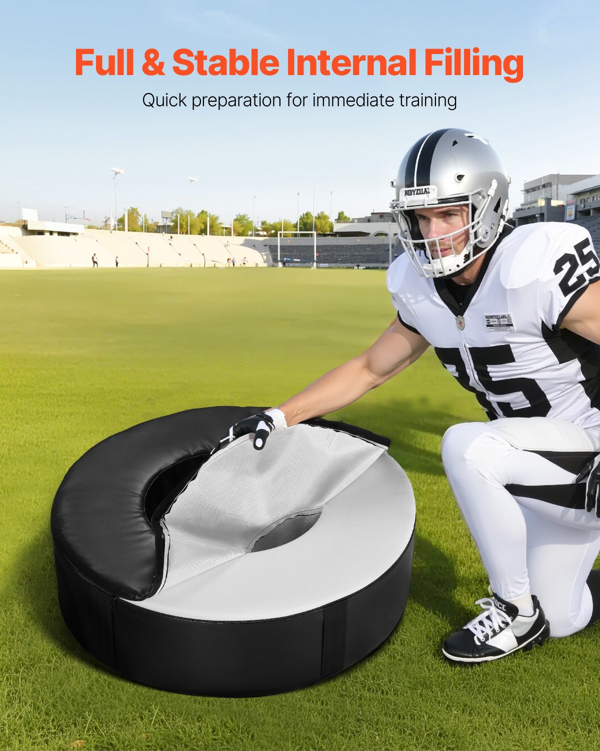 VEVOR Fußball Tackling Dummy, wasserdichter Tackling-Ring aus PVC und hochdichtem Schwamm, Dummies-Trainingsgerät mit Riemen, zum Blocken, Schlagen und Üben, Schwarz, 1 Stk.