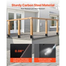 VEVOR 4x4 Aufschraubhülse, 10 Stk., Innenmaß 91,44 x 91,44 mm, Pfostenträger, Bodenhülse aus Karbonstahl, Holzpfostenhalterungen für Pavillon-Terrassengeländer, Stützdeck-Grundplatte, schwarz