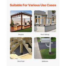 VEVOR 4x4 Aufschraubhülse, 10 Stk., Innenmaß 91,44 x 91,44 mm, Pfostenträger, Bodenhülse aus Karbonstahl, Holzpfostenhalterungen für Pavillon-Terrassengeländer, Stützdeck-Grundplatte, schwarz