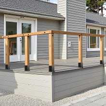 VEVOR 4x4 Aufschraubhülse, 10 Stk., Innenmaß 91,44 x 91,44 mm, Pfostenträger, Bodenhülse aus Karbonstahl, Holzpfostenhalterungen für Pavillon-Terrassengeländer, Stützdeck-Grundplatte, schwarz