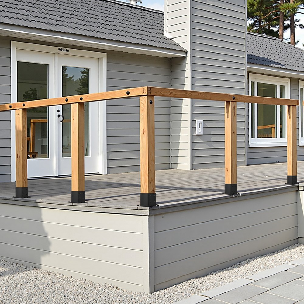 VEVOR Pfostenträger, 8 Stk., Pfostenträger Innenmaß 92x92 mm für 88,9x88,9 mm Pfosten, robuste Bodenhülse aus Karbonstahl, Ideal für Pavillon-Terrassengeländer, Stützdeck-Grundplatte, schwarz