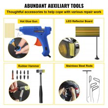 VEVOR 89-teilig Auto Dellen Reparaturset, Paintless Ausbeulwerkzeug, Dent Repair Set Removal Dent Tool, T-förmigen Dellen Abzieher / 10 Stangen (A6, B7-B11, C2, C4-C6) / Goldener Dellenheber