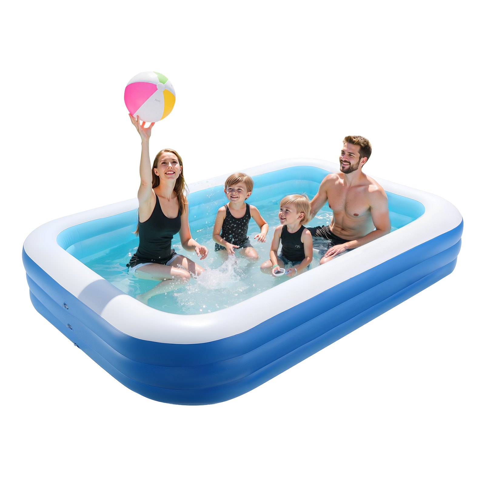 VEVOR Inflatable Pool, 3000 x 1702 x 508mm Large Inflatable Swimming Pool, Family Large Swimming Pools with Repair Patches, Blow Up Pools for Kids, Adults, Family, Indoor Outdoor, Summer Water Party