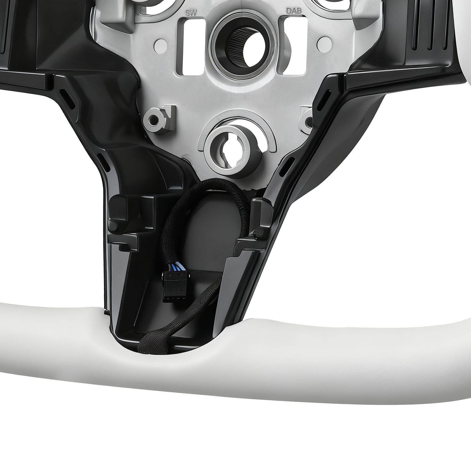 VEVOR Lenkrad für Tesla Model 3 (2016–2023), Volant aus Kohlefaser D-förmig, unten abgeflacht, mit Heizfunktion, Ledergriff mit rutschfester Oberfläche, Ersatzteil für Model 3, Weiß