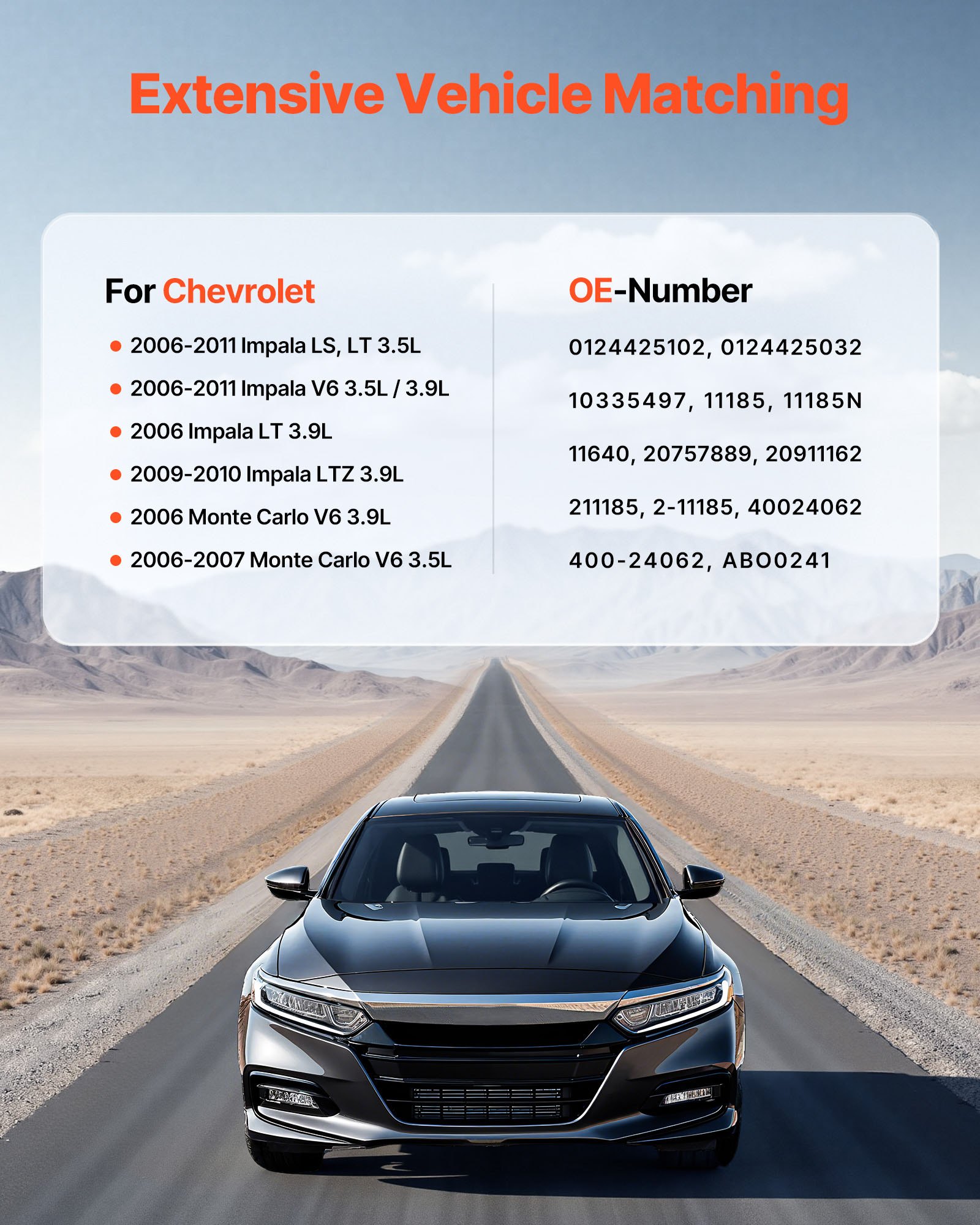 VEVOR Autolichtmaschine 11185, für Chevrolet Impala LS, LT 3,5 l 2006–2011, Impala LTZ 3,9 l 2009–2010, Monte Carlo V6 2006–2007, Kfz-Ersatzlichtmaschine 0124425102, 0124425032, 10335497