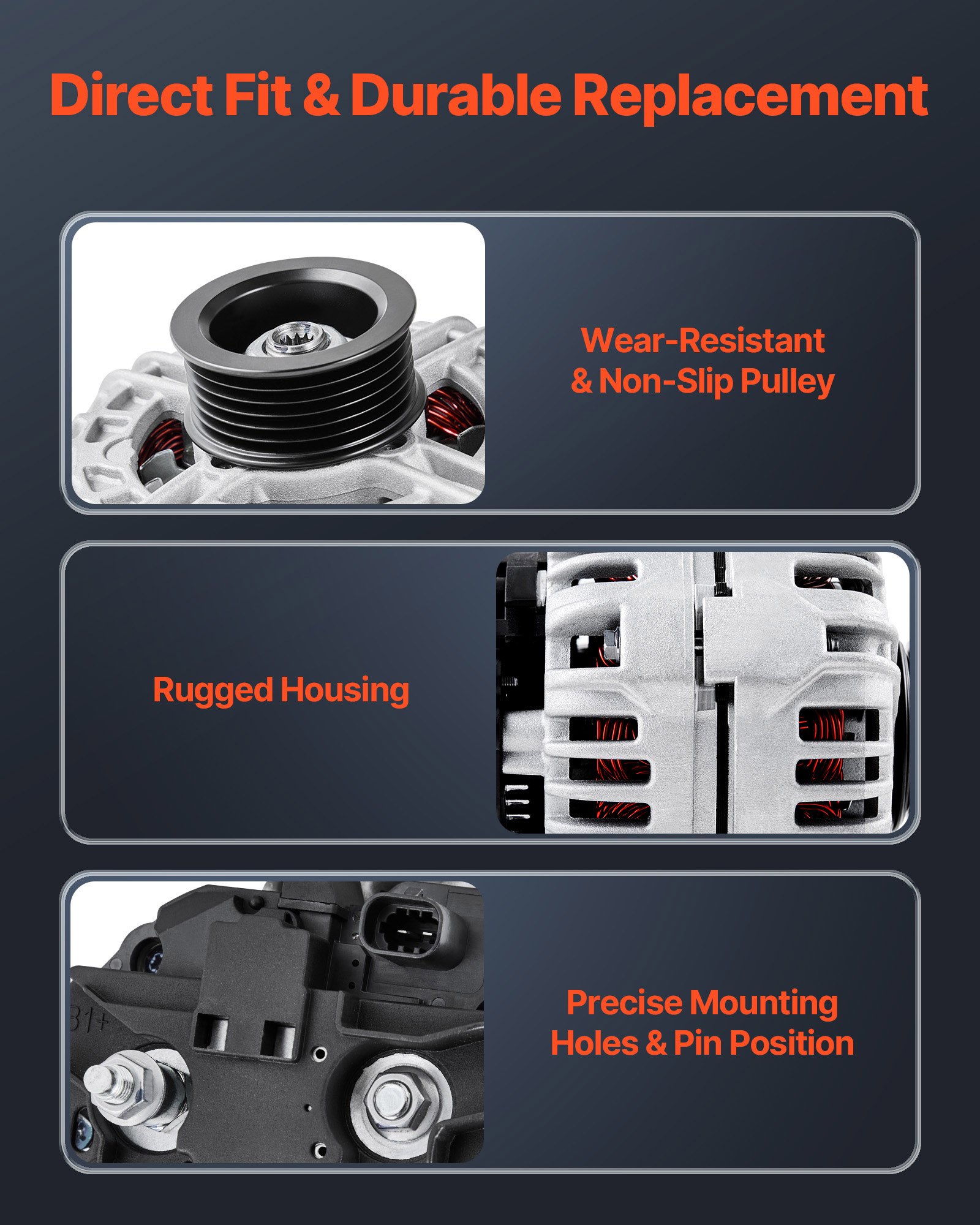 VEVOR Autolichtmaschine 11185, für Chevrolet Impala LS, LT 3,5 l 2006–2011, Impala LTZ 3,9 l 2009–2010, Monte Carlo V6 2006–2007, Kfz-Ersatzlichtmaschine 0124425102, 0124425032, 10335497
