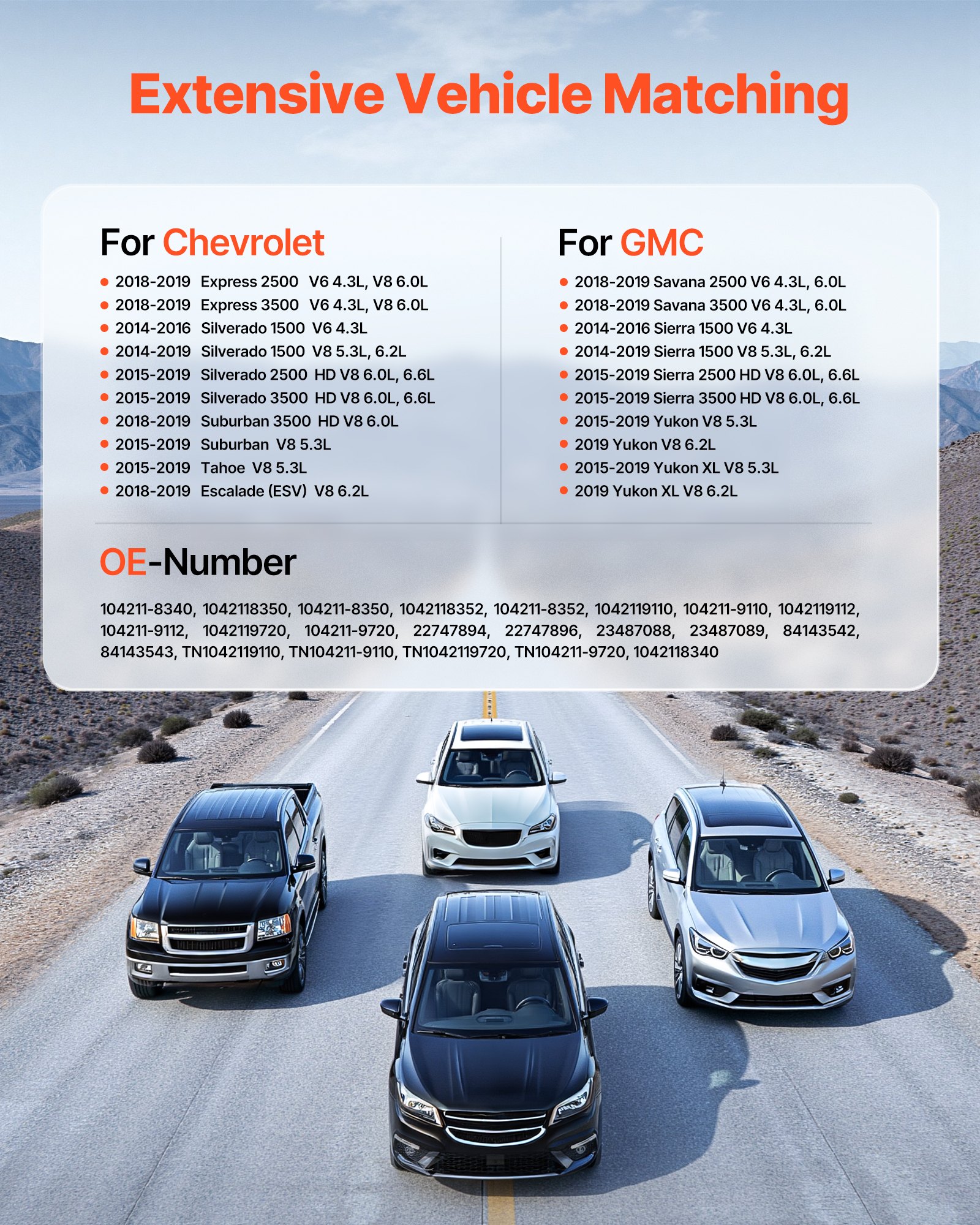 VEVOR Autolichtmaschine 84143543, für Chevy Express 2500 V6 4,3 l, V8 6,0 l 2018–2019, GMC Sierra 1500 2014–2016, Yukon 2015–2019, Kfz-Ersatzlichtmaschine 104211-8340, 22747894, TN1042119110