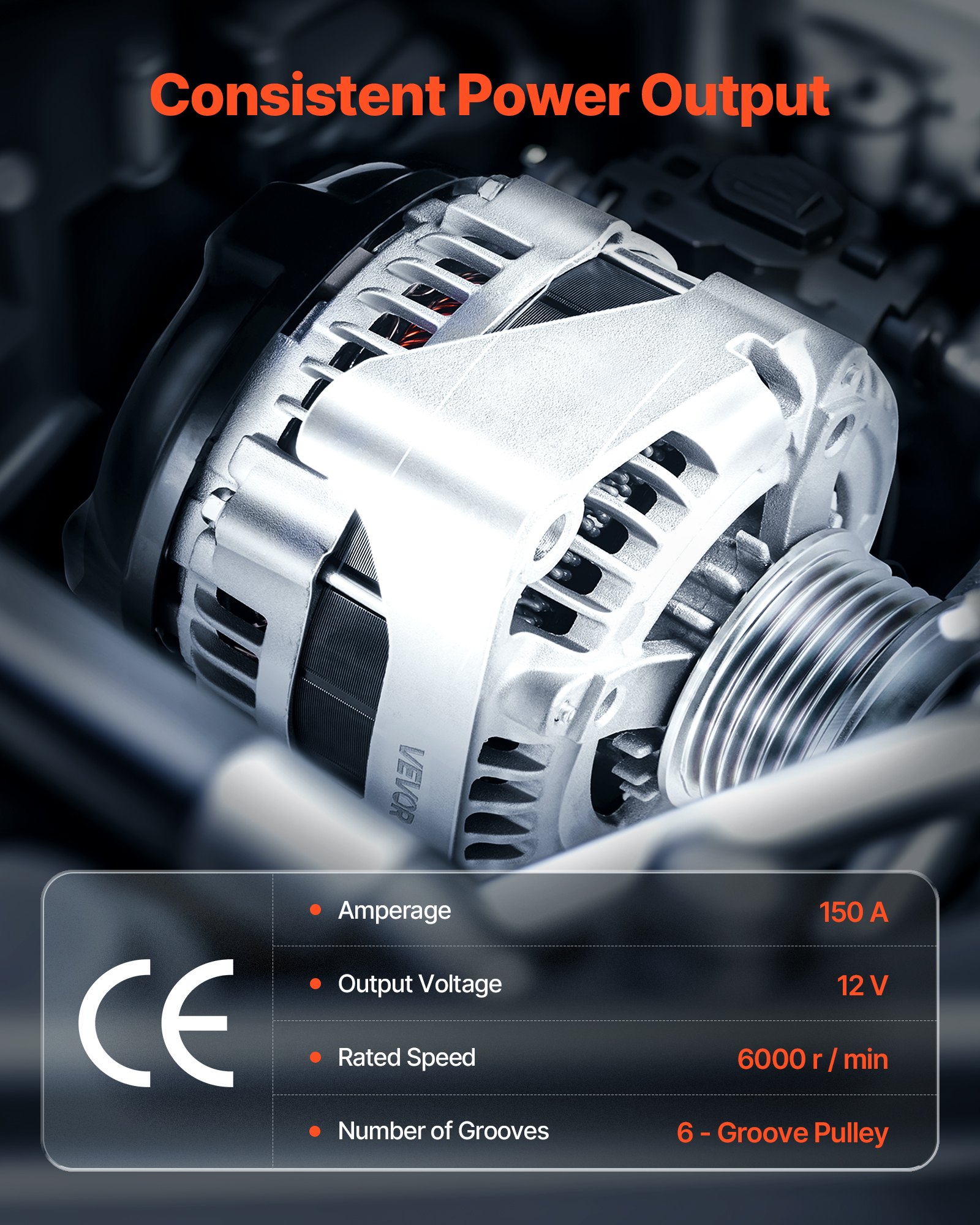 VEVOR Autolichtmaschine 84143543, für Chevy Express 2500 V6 4,3 l, V8 6,0 l 2018–2019, GMC Sierra 1500 2014–2016, Yukon 2015–2019, Kfz-Ersatzlichtmaschine 104211-8340, 22747894, TN1042119110