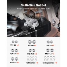 VEVOR Radlagernaben Demontage Werkzeugsatz kompatibel mit allen Achsbolzennaben 5, 6, 8 Lug Hubs Buster Puller, Universal Radnaben Stoßdämpfer, mit Muttern und Unterlegscheiben für Limousinen SUVs