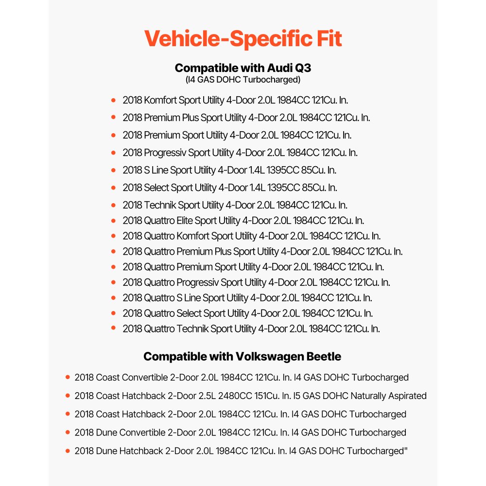 VEVOR 2-tlg. Set Vorderradlager und Nabenbaugruppe für 2018 Audi Q3 Komfort Premium Plus Sport Utility 4-türig, Volkswagen Beetle Coast Cabrio 2-türig 2,0 l OEM 513253, Radlager-Nabenbausatz