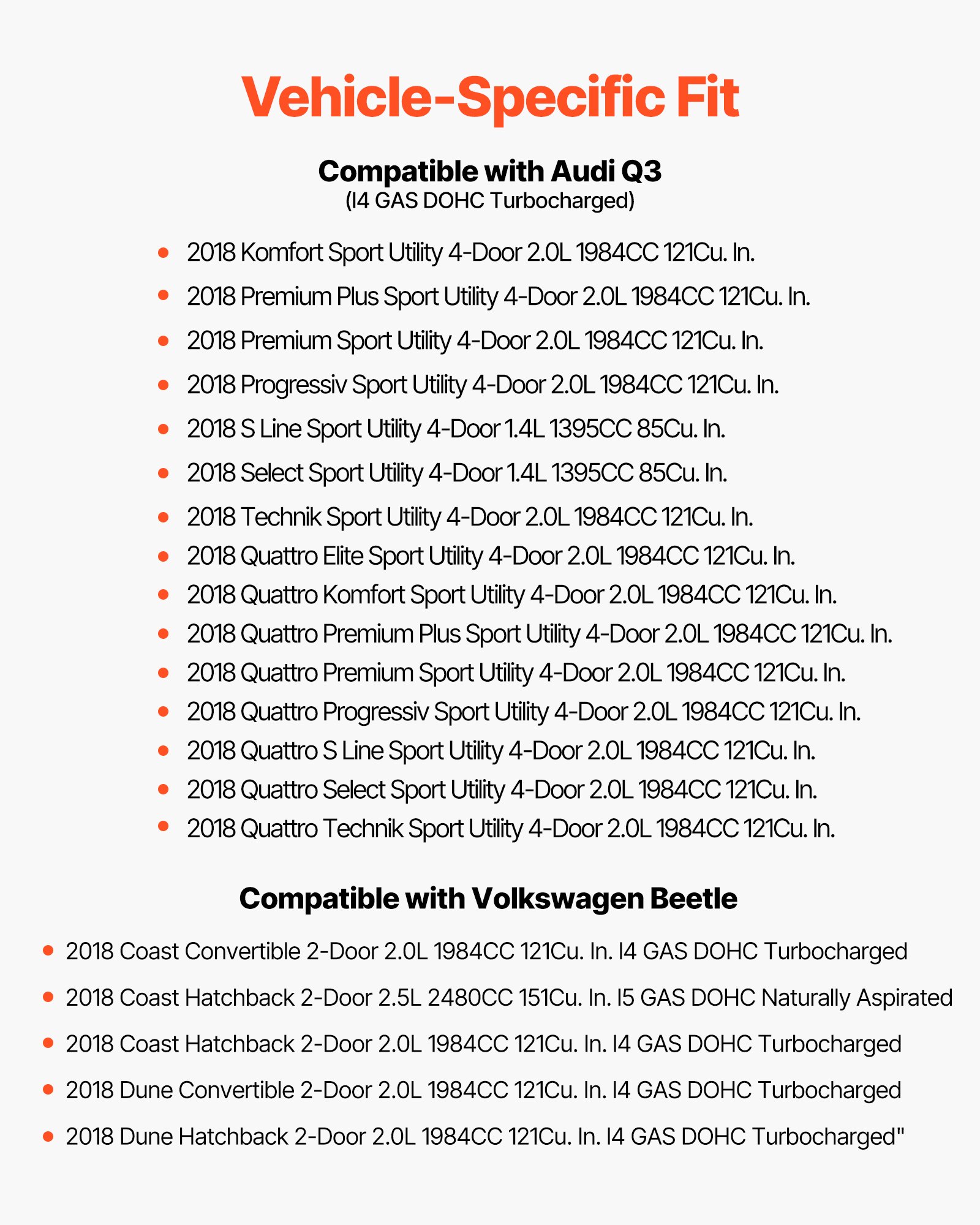 VEVOR 2-tlg. Set Vorderradlager und Nabenbaugruppe für 2018 Audi Q3 Komfort Premium Plus Sport Utility 4-türig, Volkswagen Beetle Coast Cabrio 2-türig 2,0 l OEM 513253, Radlager-Nabenbausatz