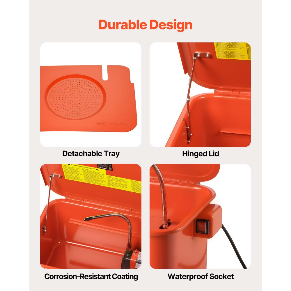 VEVOR Teilewaschgerät Teilewaschanlage für Autoteile 19 L, 13 L Lösungsmittelkapazität, Teilewaschbecken mit Elektrischer Pumpe für Radlager Zahnräder Vergaser 1,5 L/min Ausstoßmenge Teilewäscher