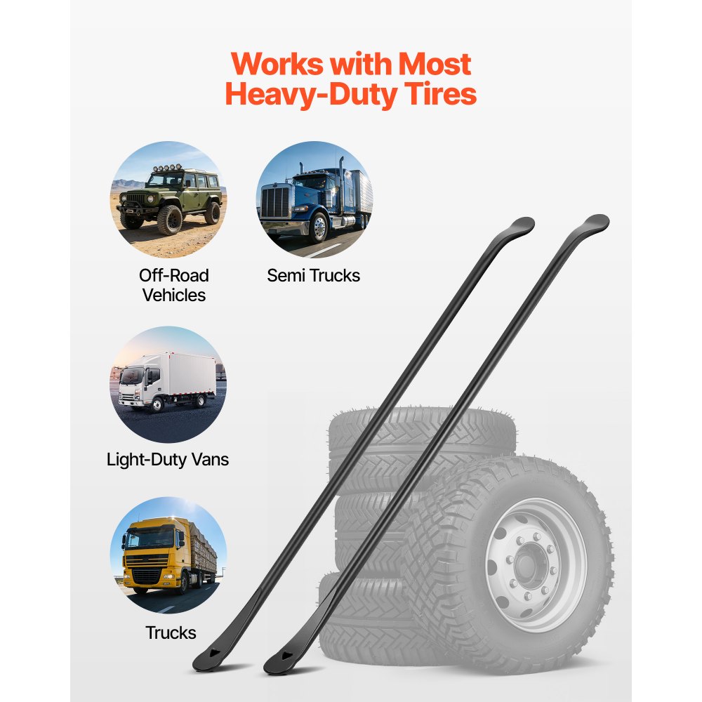 VEVOR Reifenmontiergerät Manueller Reifenwechsler 2 Stk. Metall Reifenheber 97 cm Reifenmontierhebel zur Montage Demontage für Outdoor Mobile Autoreparaturen von Universalen Fahrzeugtypen Schwarz