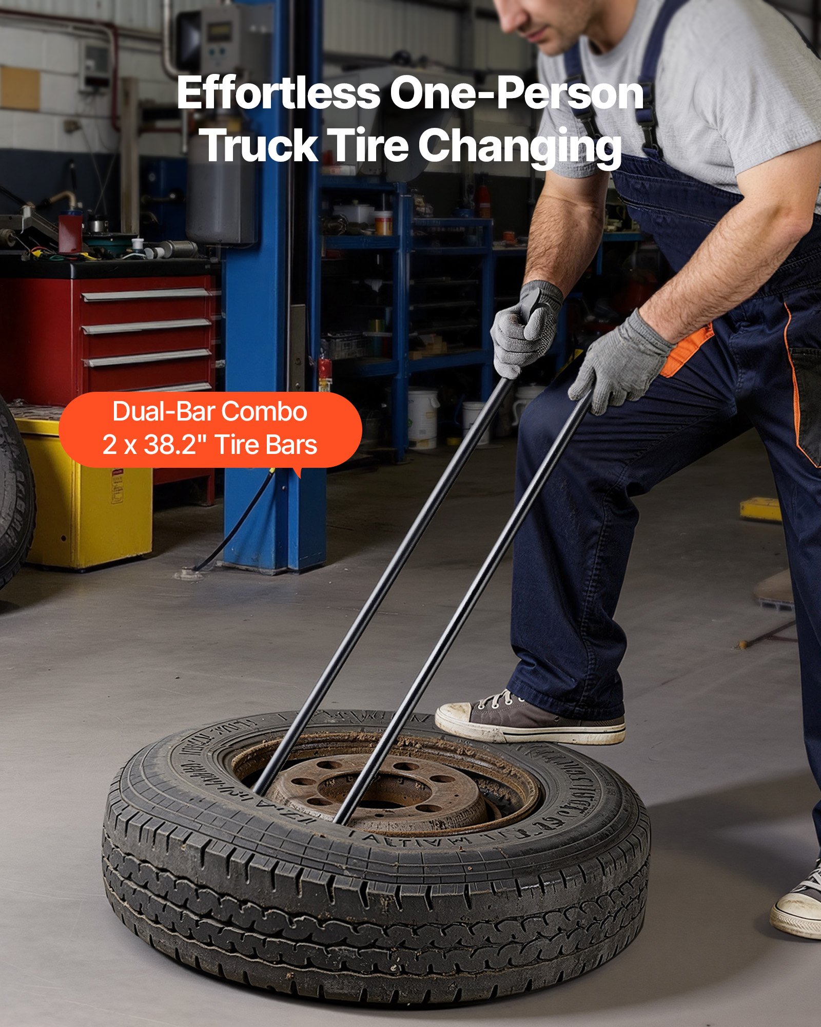 VEVOR Reifenmontiergerät Manueller Reifenwechsler 2 Stk. Metall Reifenheber 97 cm Reifenmontierhebel zur Montage Demontage für Outdoor Mobile Autoreparaturen von Universalen Fahrzeugtypen Schwarz