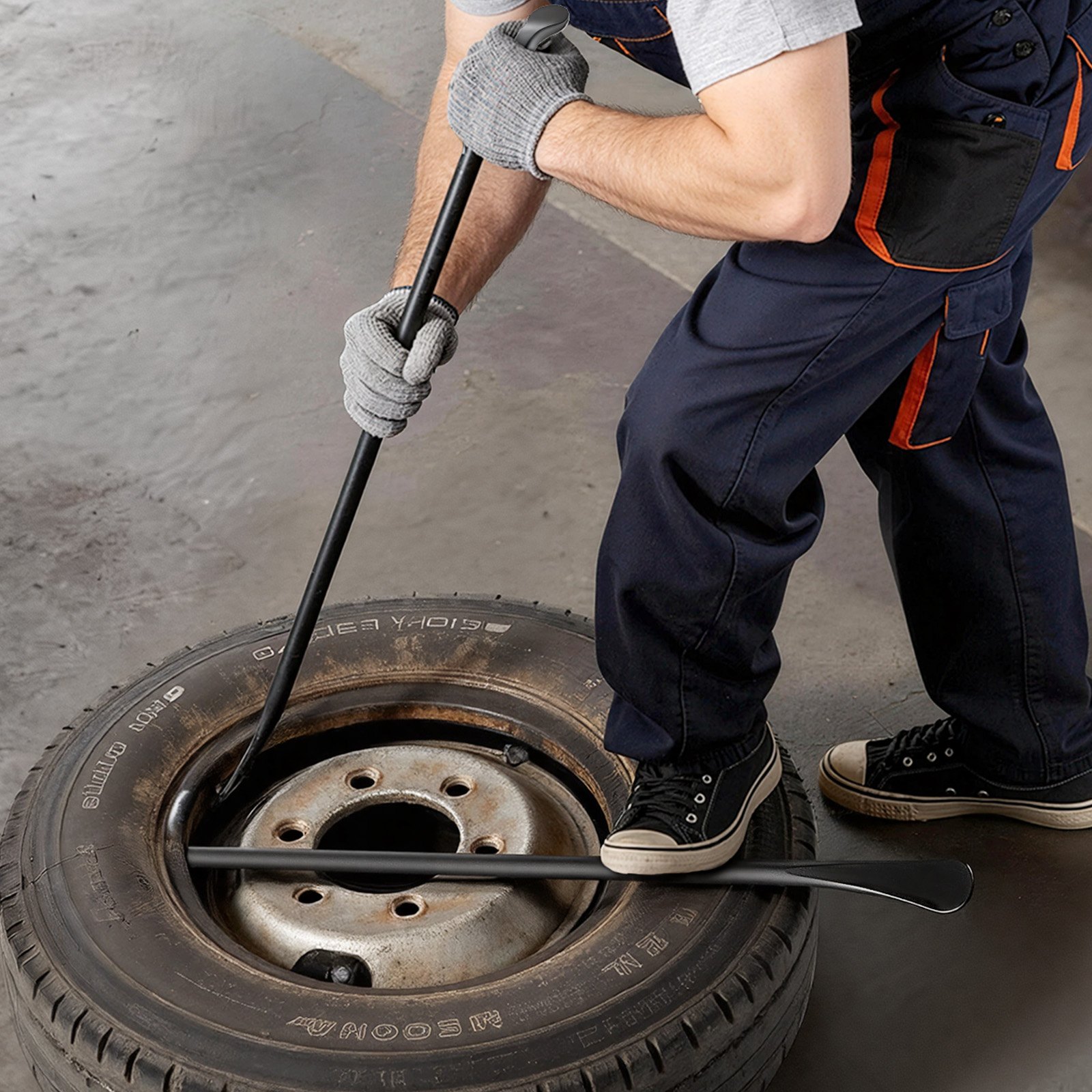 VEVOR Reifenmontiergerät Manueller Reifenwechsler 2 Stk. Metall Reifenheber 97 cm Reifenmontierhebel zur Montage Demontage für Outdoor Mobile Autoreparaturen von Universalen Fahrzeugtypen Schwarz