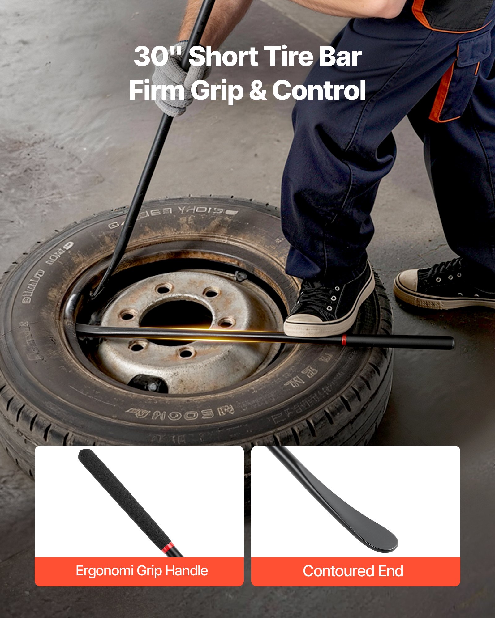 VEVOR Reifenmontiergerät Manueller Reifenwechsler 2 Stk. Metall Reifenheber 97 & 76,5 cm Reifenmontierhebel zur Montage Demontage für Outdoor Mobile Autoreparaturen von Universalen Fahrzeugtypen