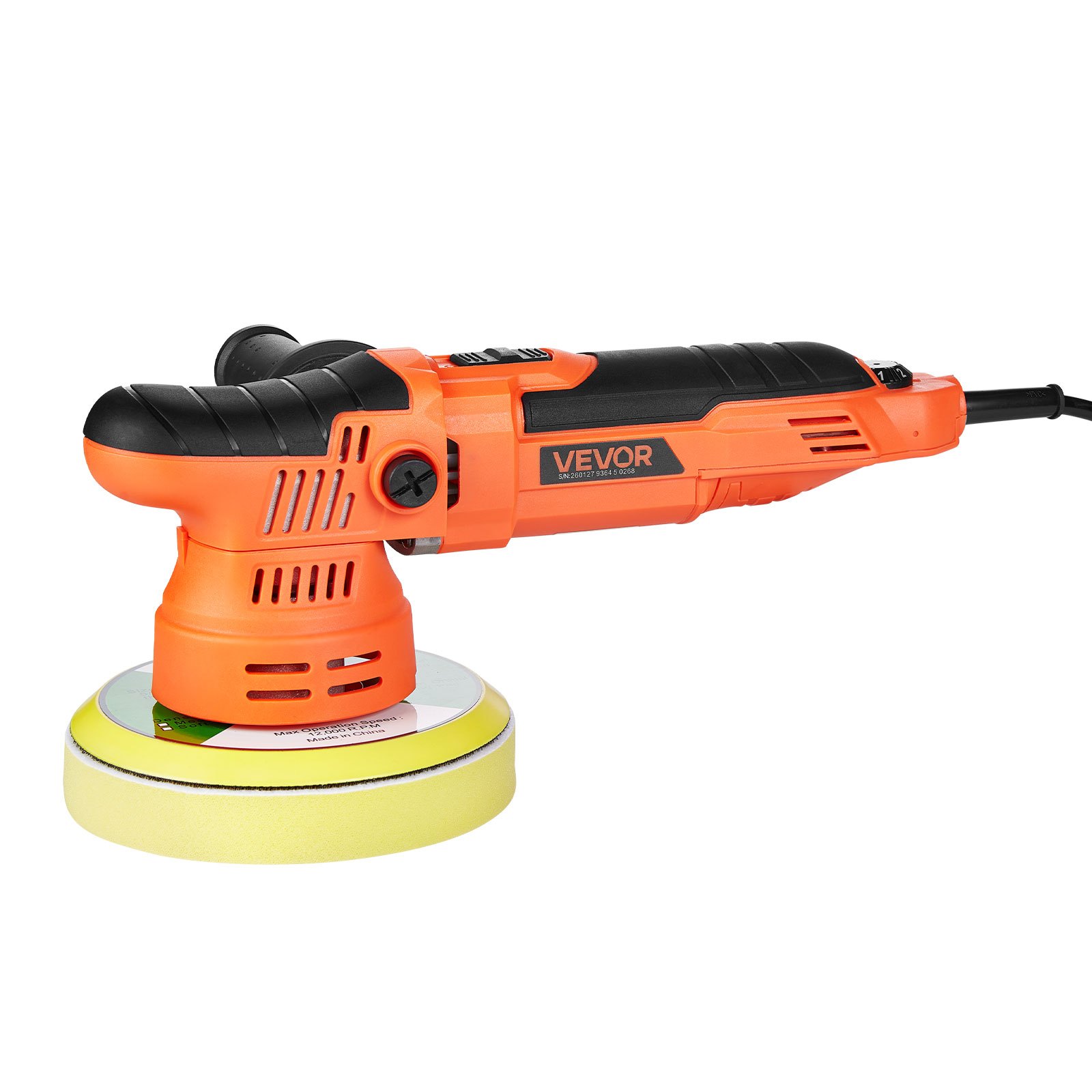 VEVOR Poliermaschine Auto, 150 mm Rotierender Autopolierer mit 6 Geschwindigkeiten 2000-6800 U/min 9mm Exzenter, 650W Schleifmaschinen mit Polierpad, Poliergerät für Wachsen Polieren Kratzerentfernung