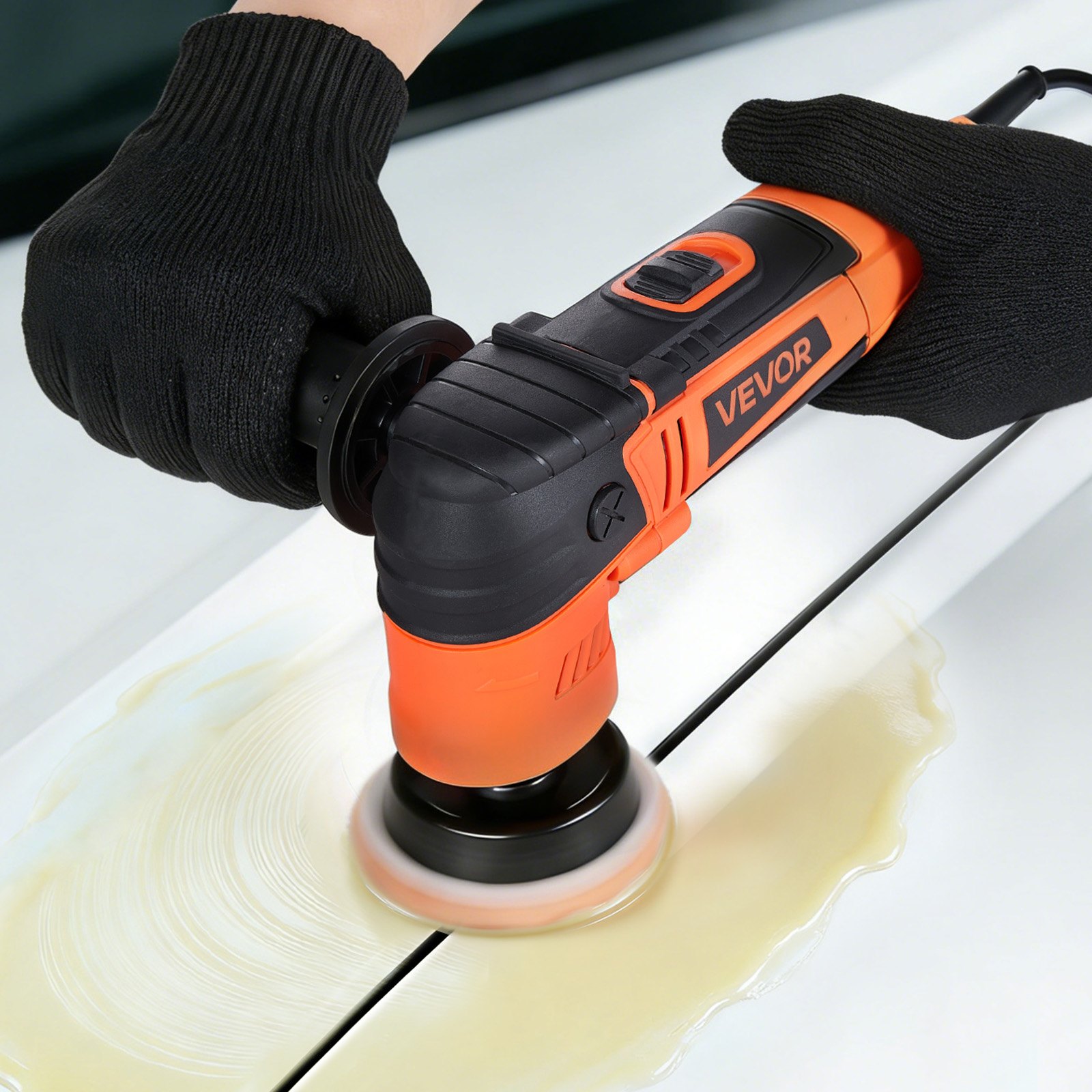 VEVOR Poliermaschine Auto, 30/50/76 mm Rotierender Autopolierer mit 6 Geschwindigkeiten 1000-4500RPM, 600W Schleifmaschinen inkl. Polierpad für Auto, Poliergerät für Wachsen Polieren Kratzerentfernung