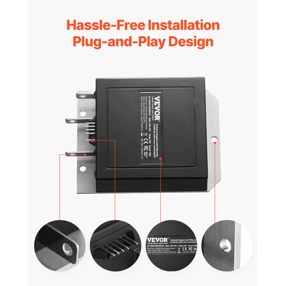 VEVOR Geschwindigkeitsregler Golfwagen, 36V 350A, Ersatz für Gleichstrommotor-Steuerung für EZGO-Golfwagen von 1994–2019, IP65, Gehäuse aus Alu ABS, kompatibel mit Modellen 1206–4301