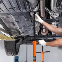 VEVOR Unterlift-Stützständer (rund Basis) 750 kg Unterhubwagen-Stützständer (Hebehöhe 134- 193 cm) mit lagermontierter Drehgriff & selbstsichernde Gewindeschraube & zwei Rädern Orange