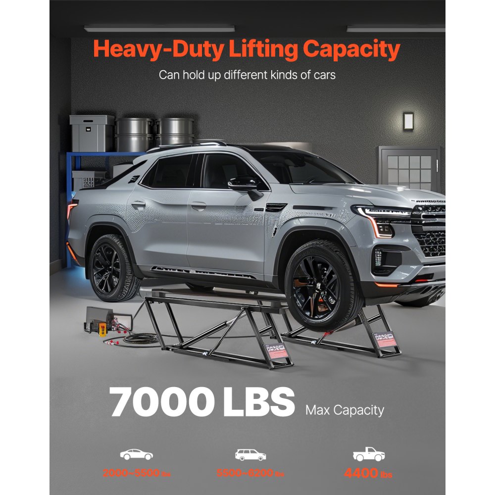 VEVOR Autohebebühne Autolift 3175 kg für die Garage zu Hause, 3-stufig verstellbar mit 748 mm Hubhöhe und Fernbedienung, Autohebebühne mit automatischer Verriegelung & 4 Gummipads & 4 Hubsäulen