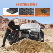 VEVOR 10 TONNEN Traktionsbretter mit PP-Material, Bergungsbretter für Geländefahrzeuge/Autos/Pickups/SUVs/Wohnmobile, Paar Reifen-Traktionsmatten auf Schnee, Sand, Schlamm und losem Untergrund, Aufbewahrungstasche, kurz, schwarz