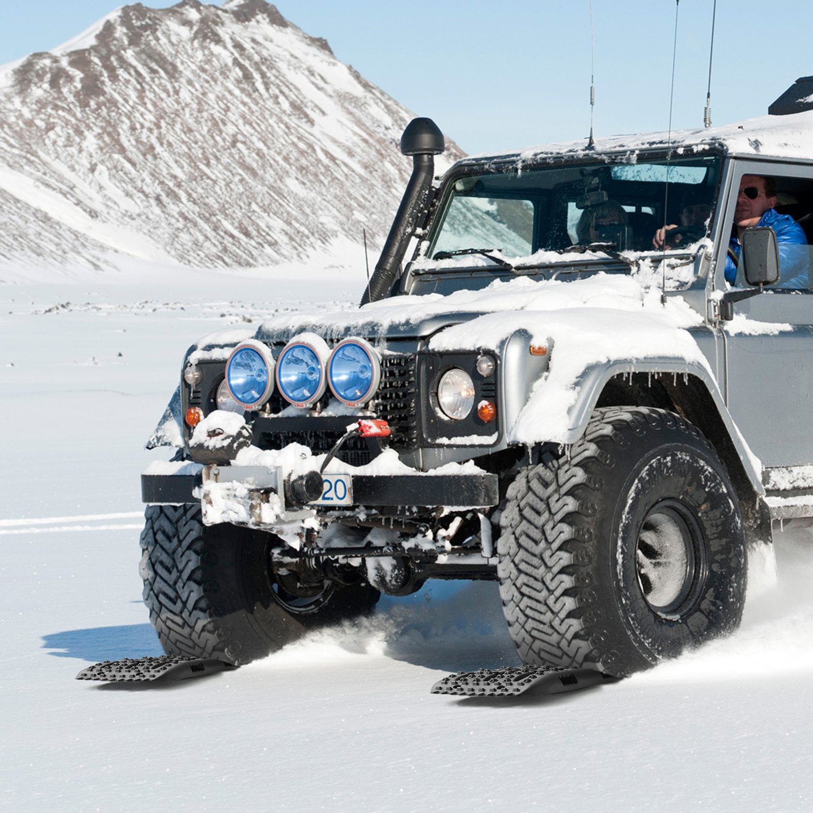 VEVOR 10 TONNEN Traktionsbretter mit PP-Material, Bergungsbretter für Geländefahrzeuge/Autos/Pickups/SUVs/Wohnmobile, Paar Reifen-Traktionsmatten auf Schnee, Sand, Schlamm und losem Untergrund, Aufbewahrungstasche, kurz, schwarz