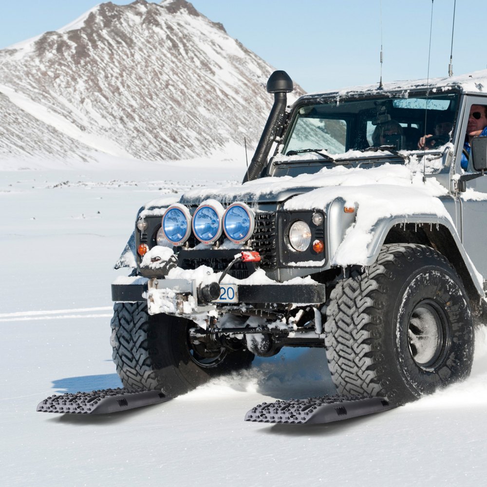 VEVOR 10 TONNEN Traktionsbretter mit PP-Material, Bergungsbretter für Geländefahrzeuge/Autos/Pickups/SUVs/Wohnmobile, Paar Reifen-Traktionsmatten auf Schnee, Sand, Schlamm und losem Untergrund, Aufbewahrungstasche, lang, schwarz