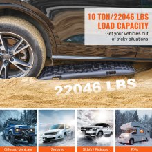 VEVOR 10 TONNEN Traktionsbretter mit PP-Material, Bergungsbretter für Geländefahrzeuge/Autos/Pickups/SUVs/Wohnmobile, Paar Reifen-Traktionsmatten auf Schnee, Sand, Schlamm und losem Untergrund, Aufbewahrungstasche, lang, schwarz