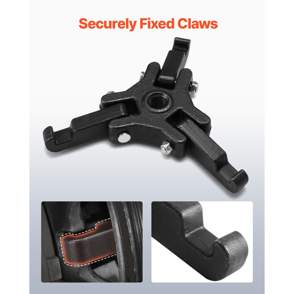 VEVOR Verstellbarer 3-Backen-Abzieher für die meisten neueren Fahrzeuge, Riemenscheiben Abzieher Set mit 4 Abdrückstangen zum Entfernen von Schwingungsdämpfern ohne Ausbau des Kühlers