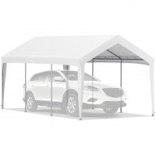 VEVOR 3,0 x 6,1 m Carport Auto Vordach, Schwerlast Garage Unterstand mit 8 Beinen, Auto Garage Zelt für Outdoor Party, Geburtstag, Garten, Boot, Einstellbare Spitzenhöhe von 2,5 m bis 3,0 m, Weiß