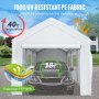 VEVOR Zeltgarage Carport 3x6m Garagenzelt 3-lagiges PE-Gewebe Stahlrahmen Partyzelt Weidezelt mit abnehmbaren Seitenwänden Fenster Lagerzelt Weiß Höhenverstellbar für Autos Bootes Hochzeit Grillfest