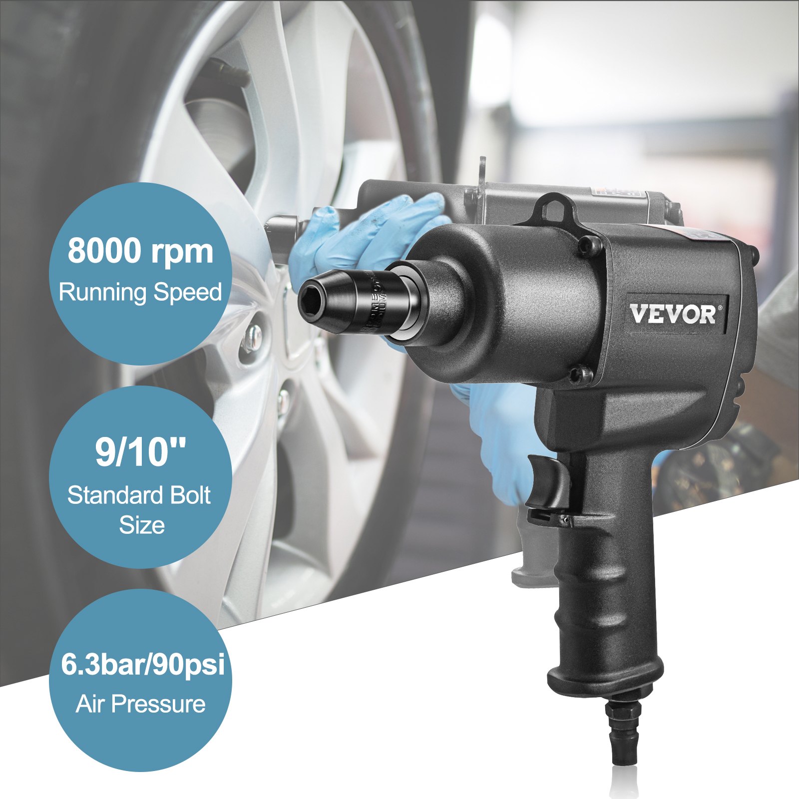 Vevor Profi Druckluft Schlagschrauber Druckluftschrauber 1/2 Zoll Max. 850 Nm