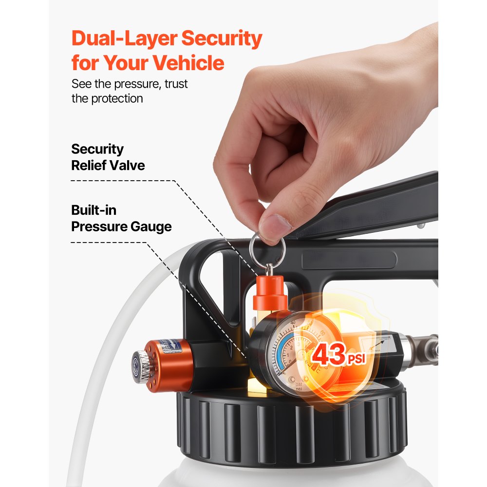 VEVOR Getriebeölpumpe 8 L, Pneumatische Transferpumpe mit 15 ATF-Adaptern, Getriebeöl-Einfüllgerät mit HDPE-Tank, Ölabsaugpumpe, Öleinfüllgerät, Ölfüller, Pumpenwerkzeug für Autos & Boote