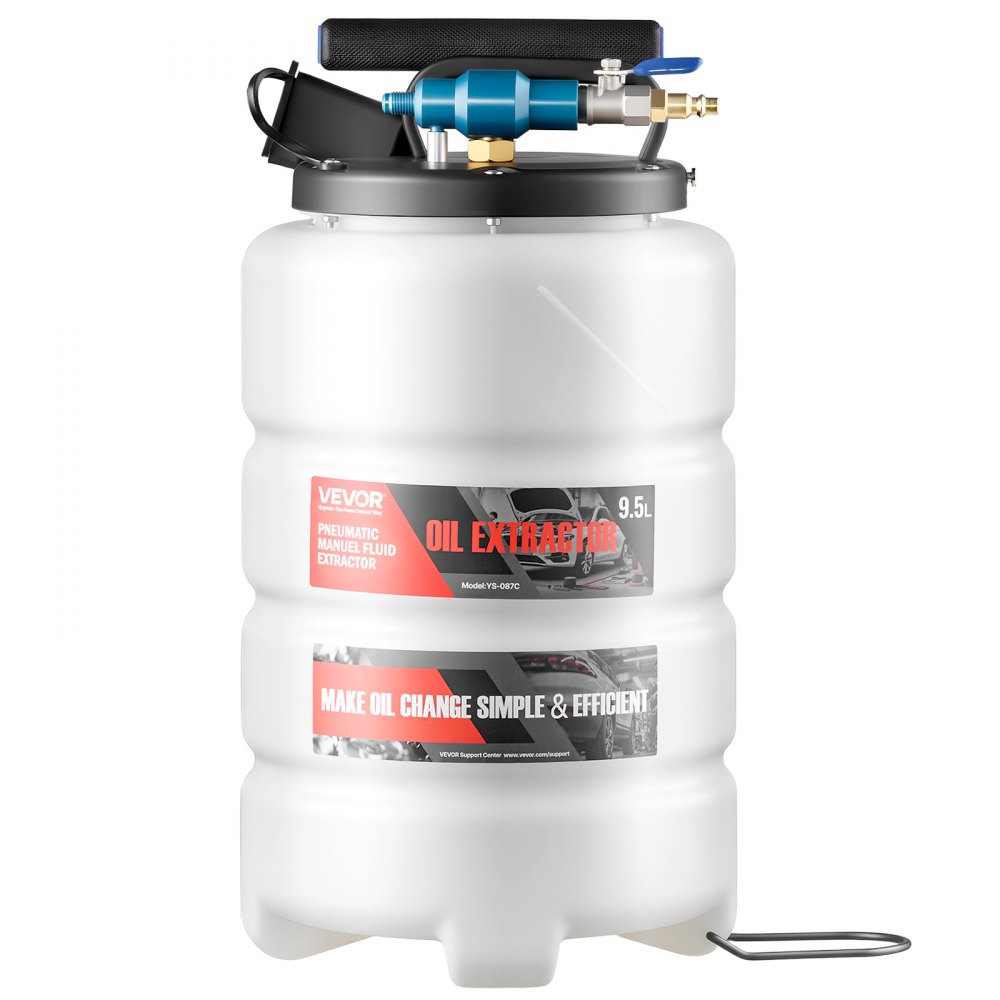 VEVOR Ölabsaugpumpe 9,5 L, Pneumatisch/Manuell, Transferpumpe mit Schlauch & drei Verlängerungsrohren, Ölwechselpumpe mit PE-Tank,  Flüssigkeitsabsauger, Ölpumpe für Autos, Rasenmäher, Boote