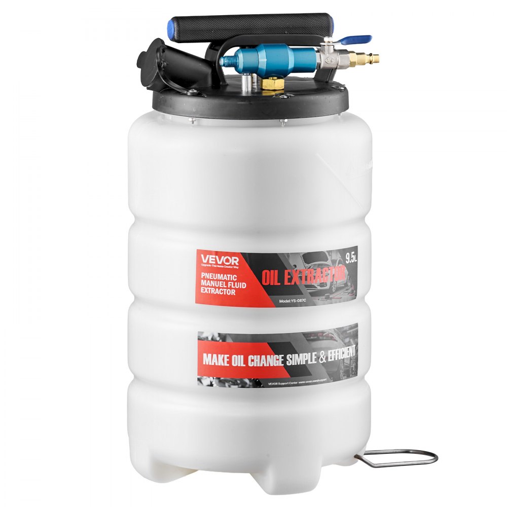 VEVOR Ölabsaugpumpe 9,5 L, Pneumatisch/Manuell, Transferpumpe mit Schlauch & drei Verlängerungsrohren, Ölwechselpumpe mit PE-Tank,  Flüssigkeitsabsauger, Ölpumpe für Autos, Rasenmäher, Boote