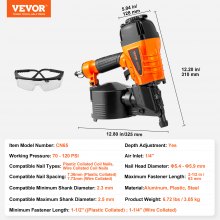 VEVOR CN65 Druckluft Tacker Nagelpistole Druckluftnagler Klammergerät 32/38-63mm