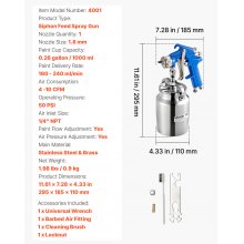 VEVOR Siphon-Lackierpistole, Spritzpistole mit hoher Zerstäubung, 1000-ccm-Farbsprüh-Set mit 1,8-mm-Düse, einstellbare Durchflussrate & Luftmenge für Auto-, Möbel-, Wand- und Hausanstrich