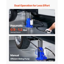 VEVOR lufthydraulischer Flaschenheber mit 20 t Kapazität, 260–495 mm Hubbereich, pneumatischer/manueller Flaschenwagenheber mit Pumpe für Auto Pickup Lkw Wohnmobil SUV Autoreparatur, Blau