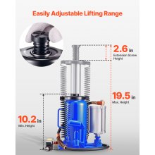 VEVOR lufthydraulischer Flaschenheber mit 20 t Kapazität, 260–495 mm Hubbereich, pneumatischer/manueller Flaschenwagenheber mit Pumpe für Auto Pickup Lkw Wohnmobil SUV Autoreparatur, Blau