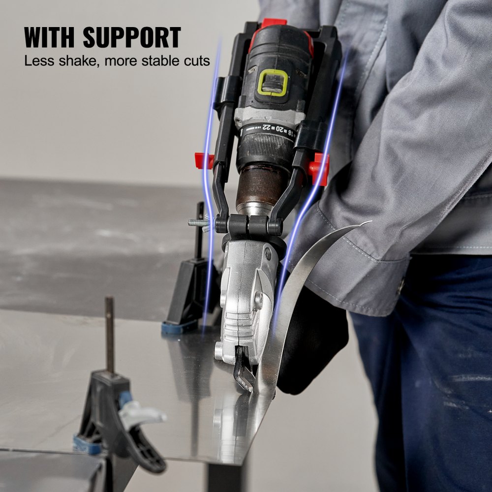 VEVOR Blechscherenaufsatz Metallscherenaufsatz 2,54 cm, 1500–3000 U/min 14 GA Blechschere Bohrer Schlagschrauber Aufsatz, Universal Einsetzbar Schwarz Metallscherenaufsatz Schlagfertig