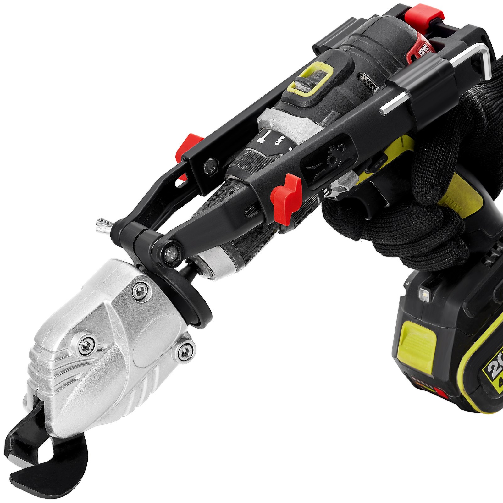 VEVOR Blechscherenaufsatz Metallscherenaufsatz 2,54 cm, 1500–3000 U/min 14 GA Blechschere Bohrer Schlagschrauber Aufsatz, Universal Einsetzbar Schwarz Metallscherenaufsatz Schlagfertig