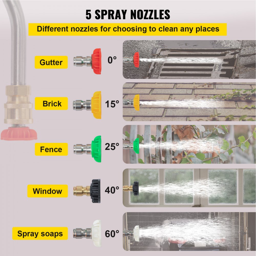 VEVOR Teleskoplanze für Hochdruckreiniger, Teleskopstrahlrohr  Hochdruckreiniger 1,5-4,6 m, Waschbürste Teleskop 10 GPM, Ausziehbare geeignet für viele Düsentypen 0 / 15 / 25 / 40° & Seifendüse