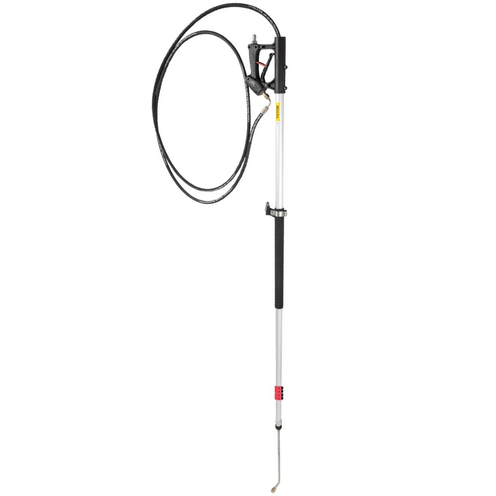 VEVOR Teleskop-Hochdruckreinigerstab, 6,1m, 5 Abschnitte, Länge verstellbar, max 275,79 bar Fit für 9,525 mm Schnellanschluss, 5 Sprühdüsen, Gürtel, für Dach, Zaun, Dachrinne, Silber
