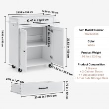 VEVOR Kücheninselwagen Rollschrank Ladestation Rollbar 810x380x860mm
